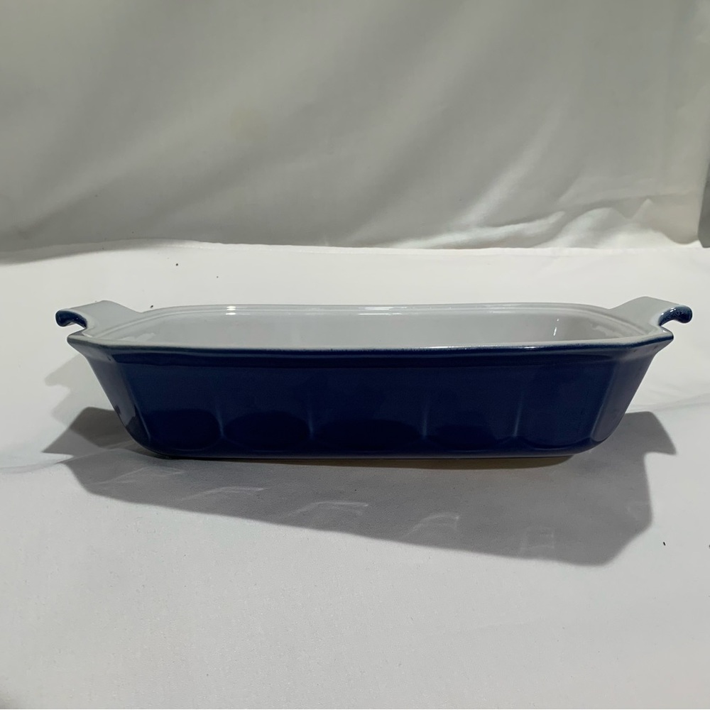 Emile Henry Vintage Blue ceramic baking dish for William Sonoma 10.5x9 inches